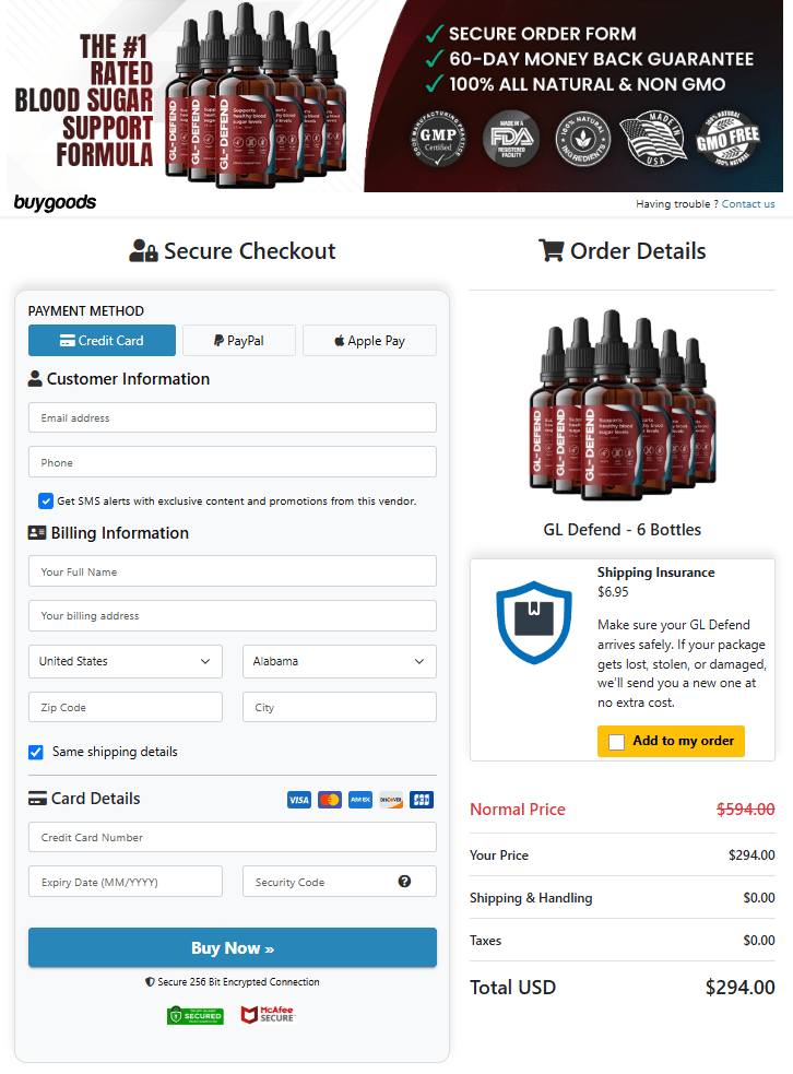 GL-Defend GL-Defend Order Page